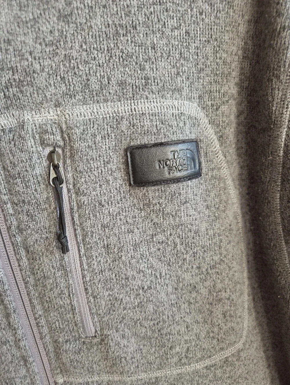 The North Face Jacket Gray Fleece Hooded Full Zip Outdoor Thermal Size Large
